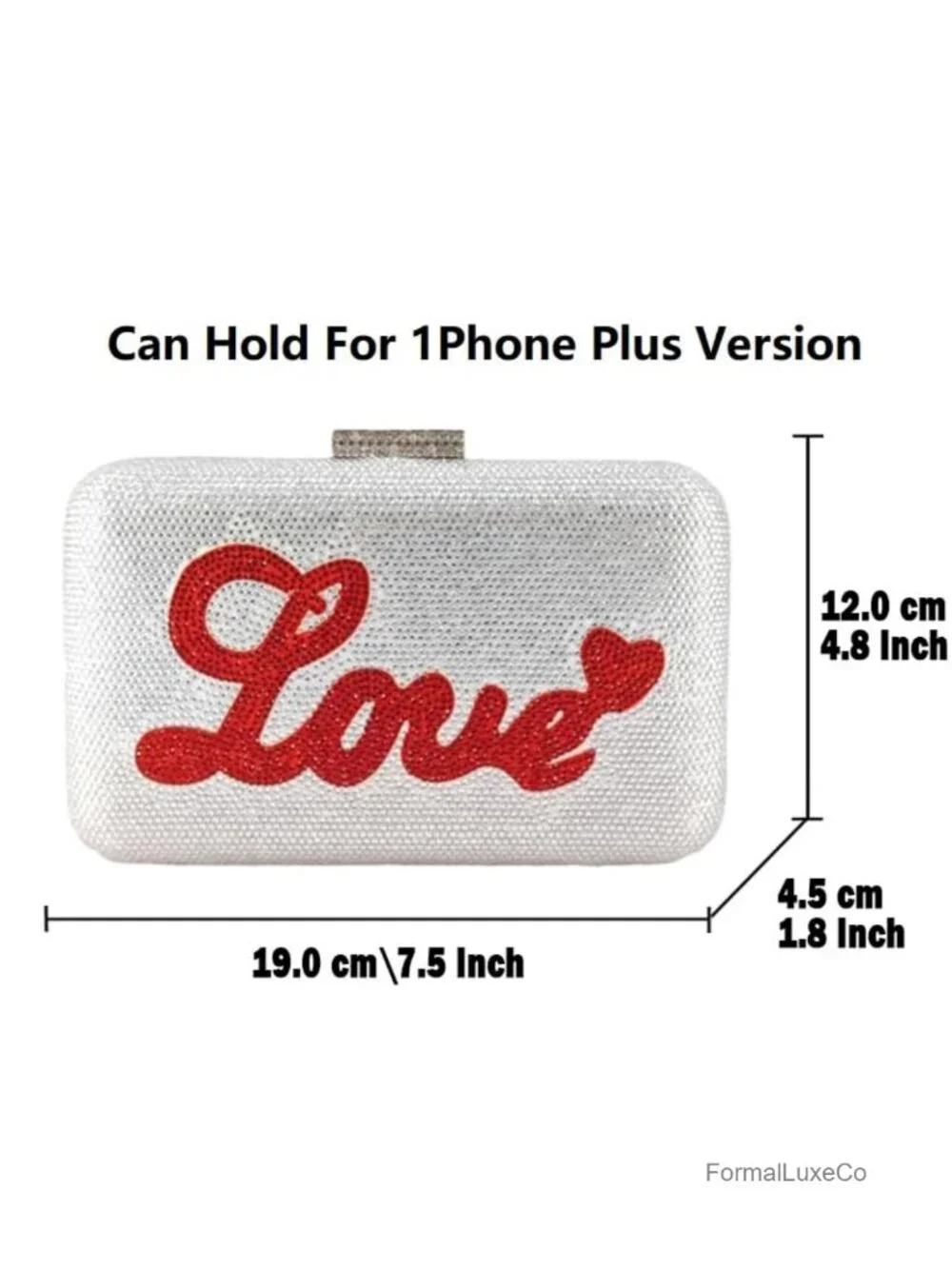 Heart Crystal Clutch Purse, Rhinestone Evening Bag for Women, Formal Clutch